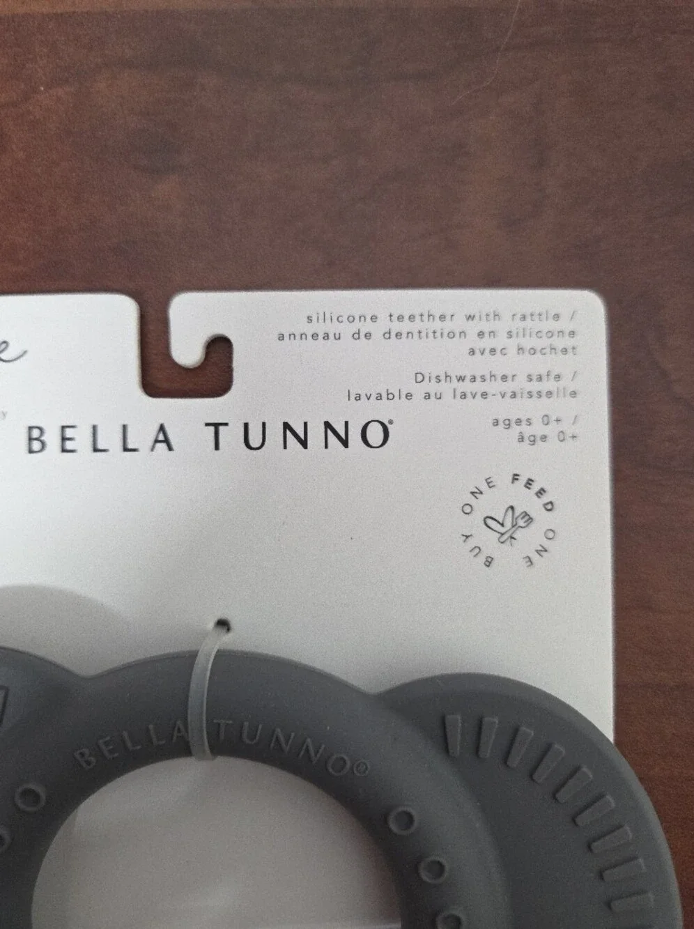 Bella Tunno Elephant Rattle Teether - Gray Nwt